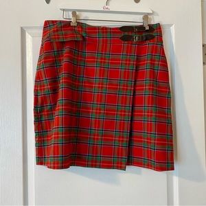 Lilly Pulitzer Fall Collection size 14 Red Tartan Skort with leather buckles